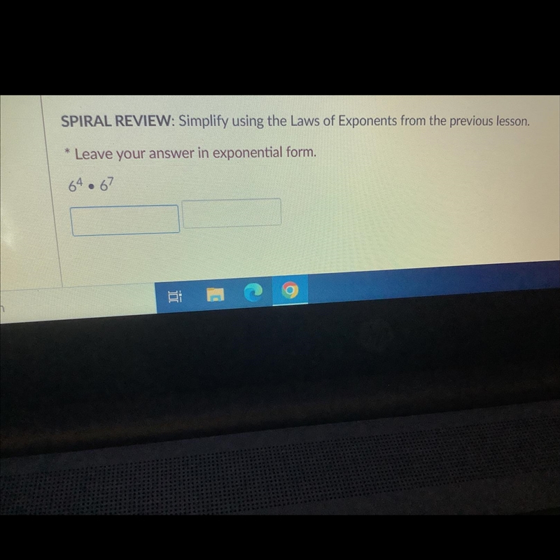 Simplify using the laws of exponents. Leave your answer in exponential form.-example-1