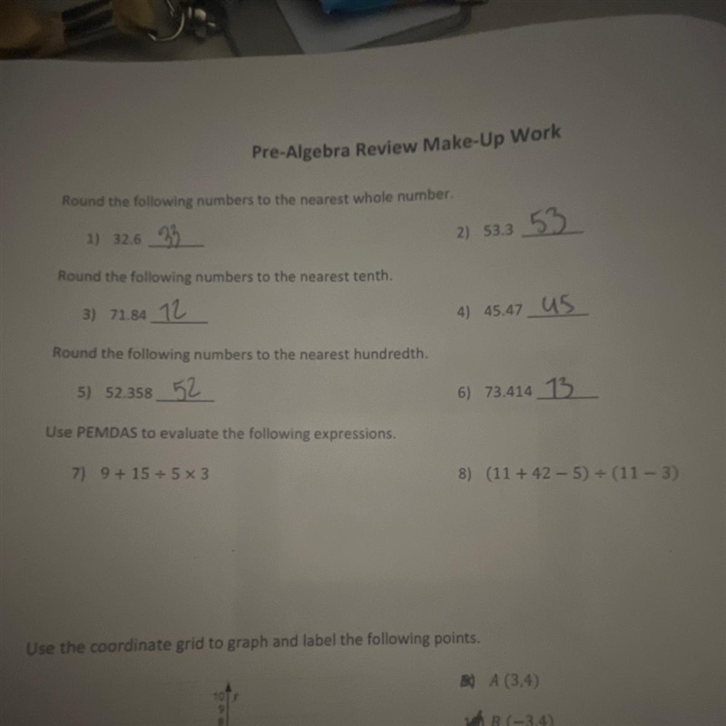 Use PEMDAS to evaluate the following expressions. 7) 9 + 15 + 5*3 8) (11 +42-5) - (11-3)-example-1