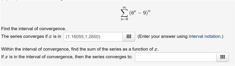 I found the interval of convergence, but I am not sure how to do the second part, finding-example-1