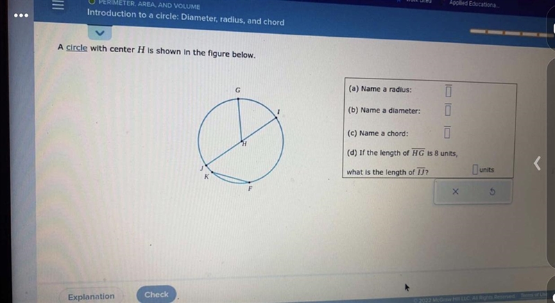 A circle with center H is shown in the figure below-example-1