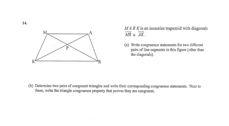 a. Write congruence statements for two different pairs of line segments (other than-example-1