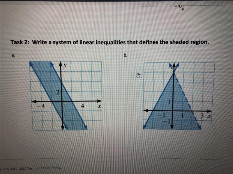 Write a system of linear inequalities that defines the shaded region-example-1