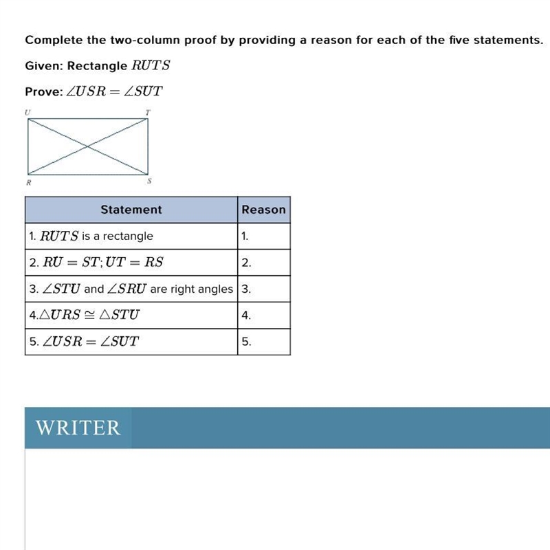 Complete the two-column proof by providing a reason for each of the five statements-example-1