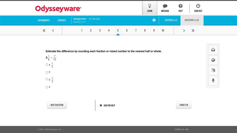 Pls help I suck at math Estimate the difference by rounding each fraction or mixed-example-1