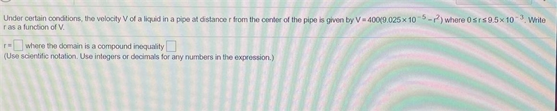 Under certain conditions, the velocity of a liquid in a pipe at distance r from the-example-1