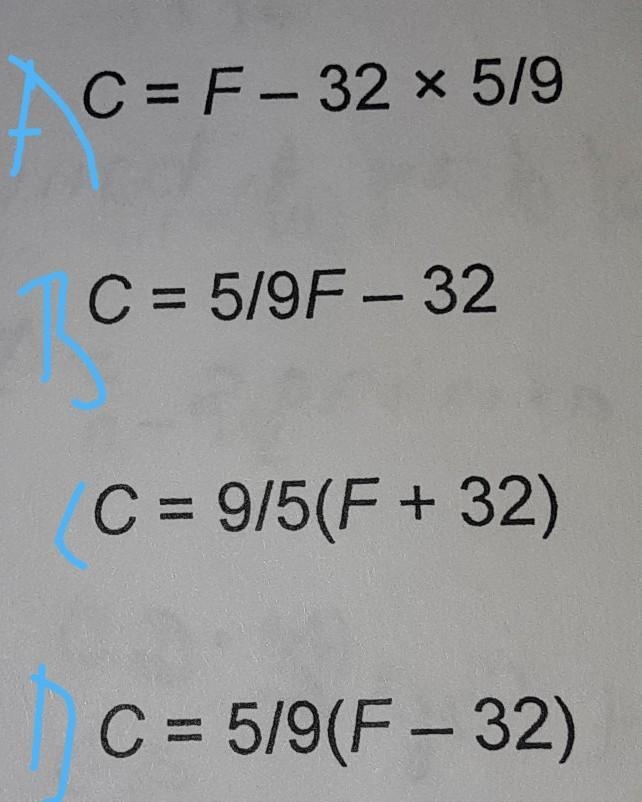 Peter has just learned that to change from Fahrenheit to Celsius, he needs to subtract-example-1