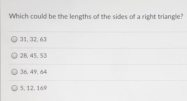 Which could be lengths of the sides of a right.....-example-1