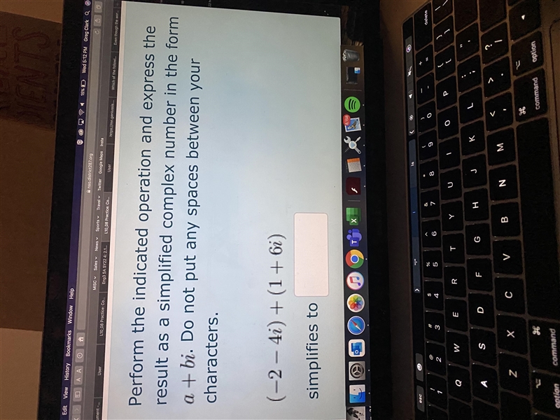 Perform the indicated operation and express the result as a simplified complex number-example-1