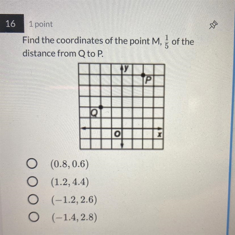 Find the coordinates of the point M, of thedistance from Q to P.PICHol(0.8,0.6)(1.2, 4.4)ОООО-example-1