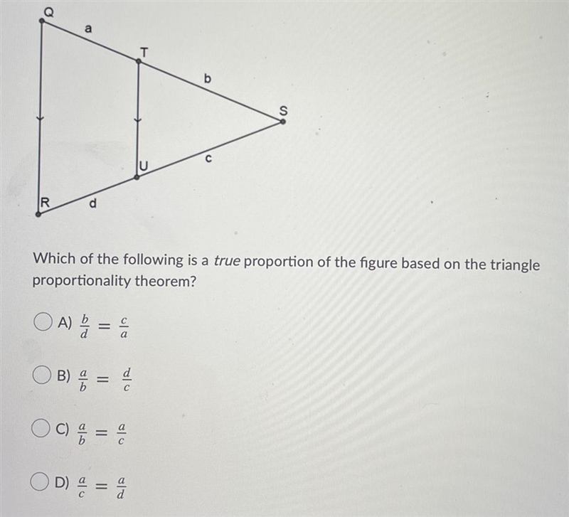 1 -Which of the following is a true proportion of the figure based on the triangle-example-1