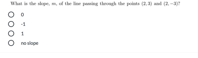 What is the Slope m, passing through the points (2, 3) and (2, -3)?-example-1