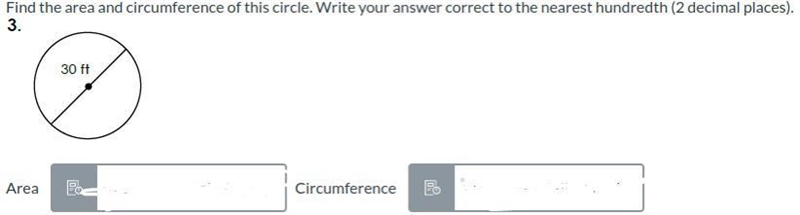 Find the area and circumference of this circle. Write your answer correct to the nearest-example-1