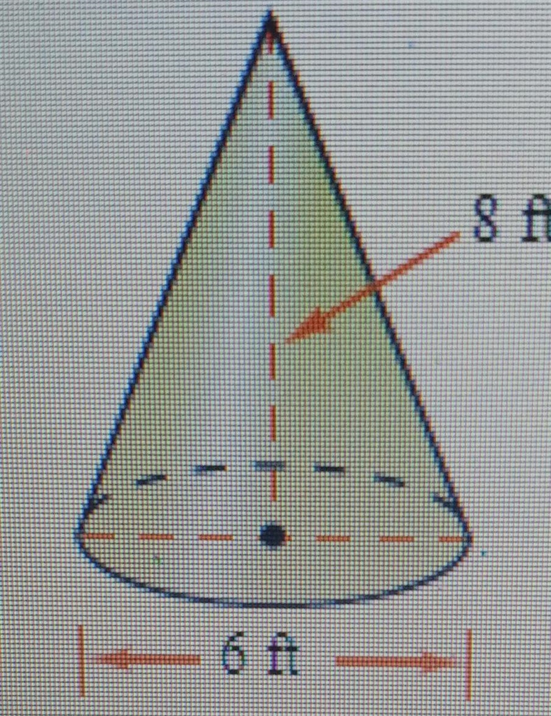 What is the lateral area of the cone ?The lateral area of the cone is _ ft2.(Round-example-1