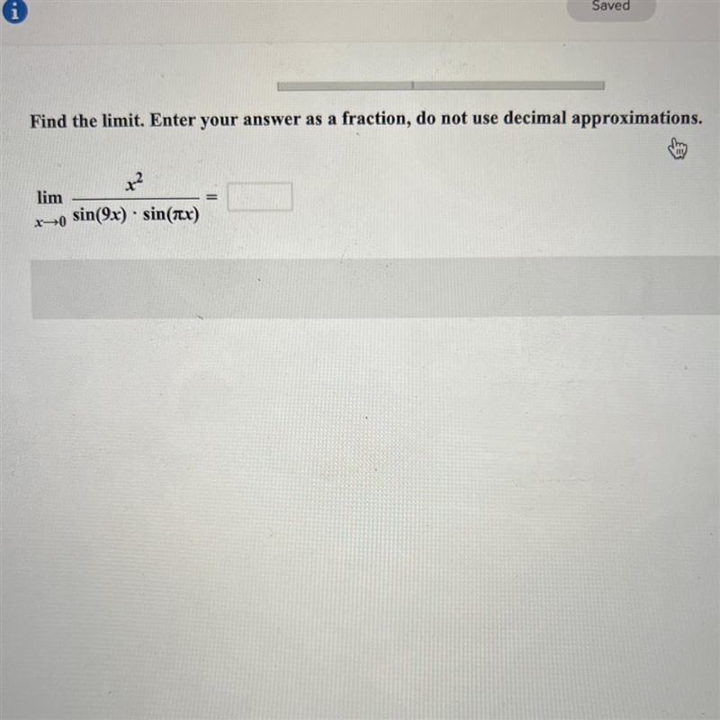 Find the limit. Enter your answer as a fraction, do not use decimal approximations-example-1