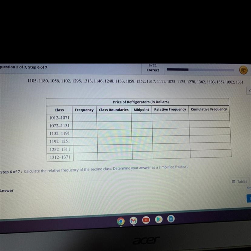 Calculate the relative frequency of the second class determine the answer as a simplified-example-1