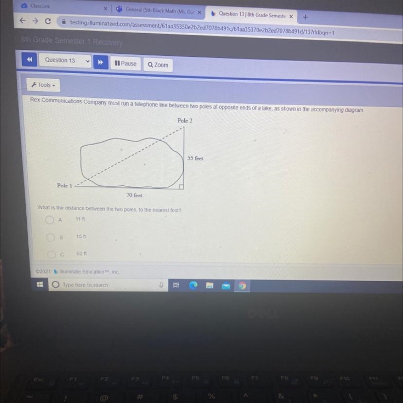 What is the distance between the two poles to the nearest foot? D= 89-example-1