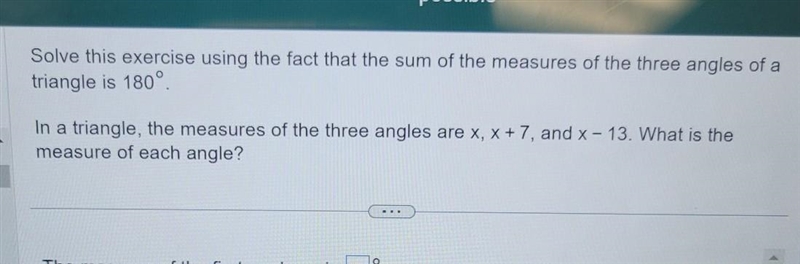 PLEASE HELP!!! Solve this exercise using the fact that the sum of the measures of-example-1