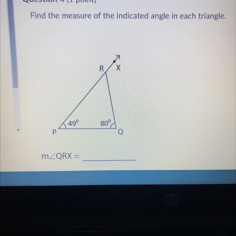 Find the measure of the indicated angle in each triangle. These are the answer A=360 B-example-1