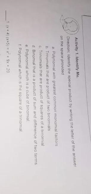 identify the special product by writing the letter of the answer on the space provided-example-1