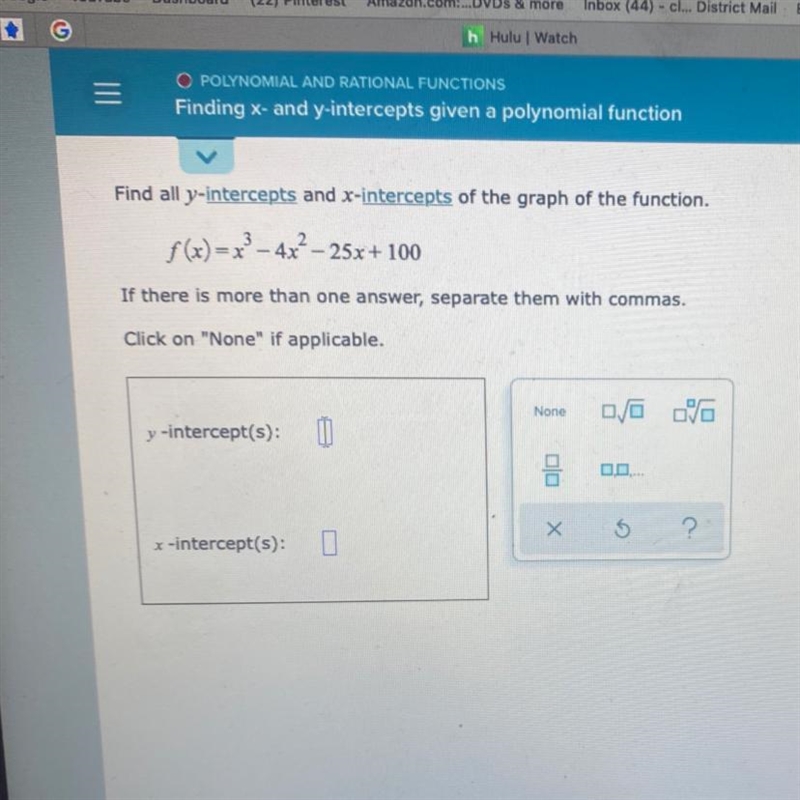 Find me X and y intercepts givin a polynomial function-example-1