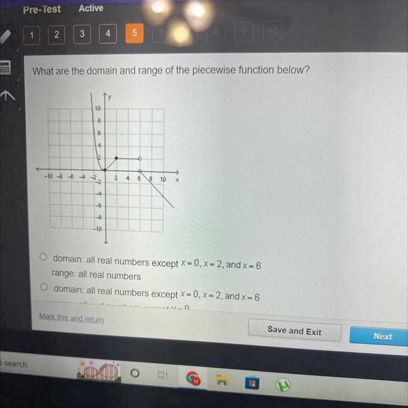 What are the domain and range of the piecewise function below?10864-10-8-8-4 -7-279 994-102 468 10 x-example-1