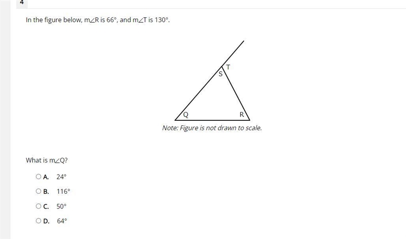 In the figure below, m∠R is 66°, and m∠T is 130°. What is m∠Q?-example-1