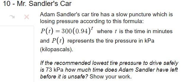 10 - Mr. Sandler's CarAdam Sandler's car tire has a slow puncture which is losing-example-1