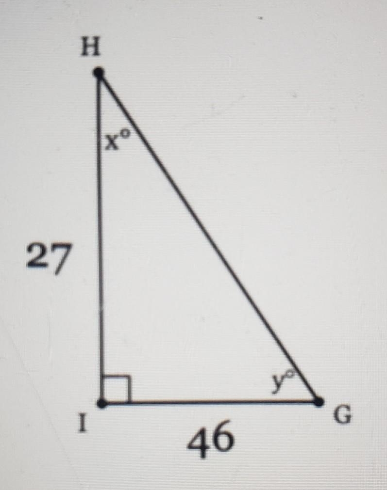 Given the triangle ghi shown below find the measures of-example-1