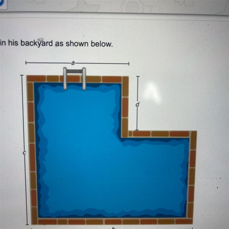 Note: Figure is not drawn to scale.If a = 5 m, b = 7 m, c= 9 m, and d = 2 m, what-example-1