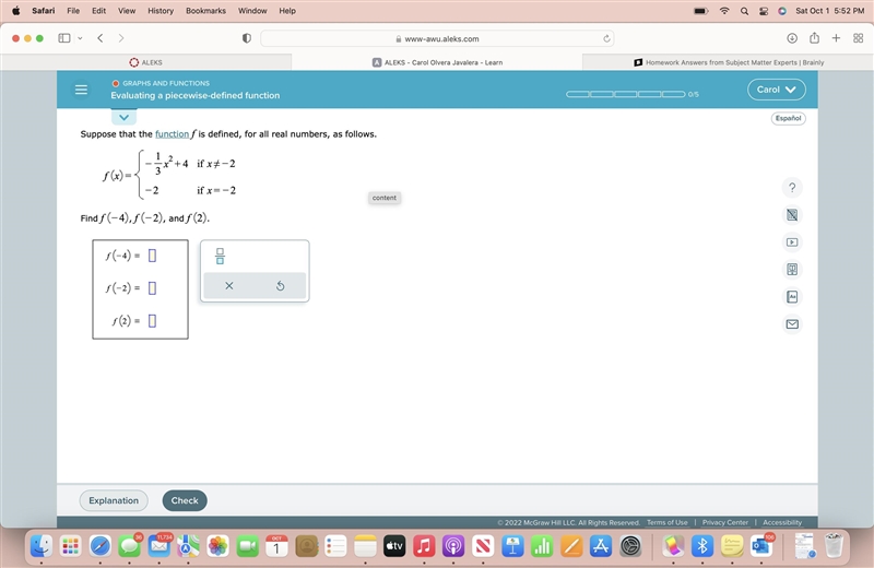 Suppose that the function f is defined, for all real numbers, as follows. Find f−4, f-example-1