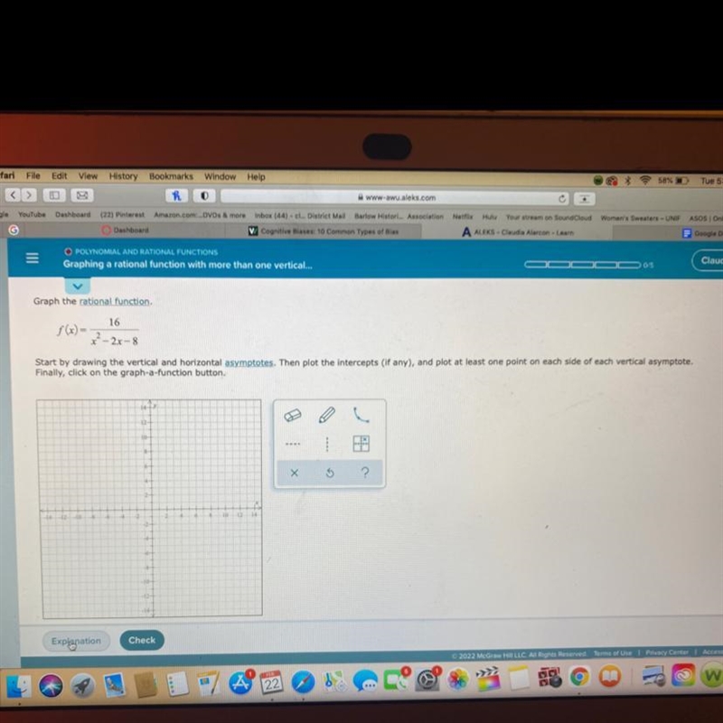 Graphing a rational function with more than one vertical asymptote and finding points-example-1