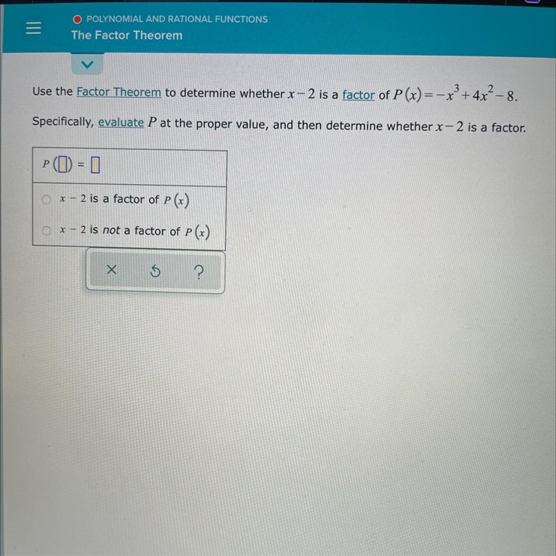 McGraw-H….A ALEKS - Mi...O POLYNOMIAL AND RATIONAL FUNCTIONSThe Factor Theorem-example-1