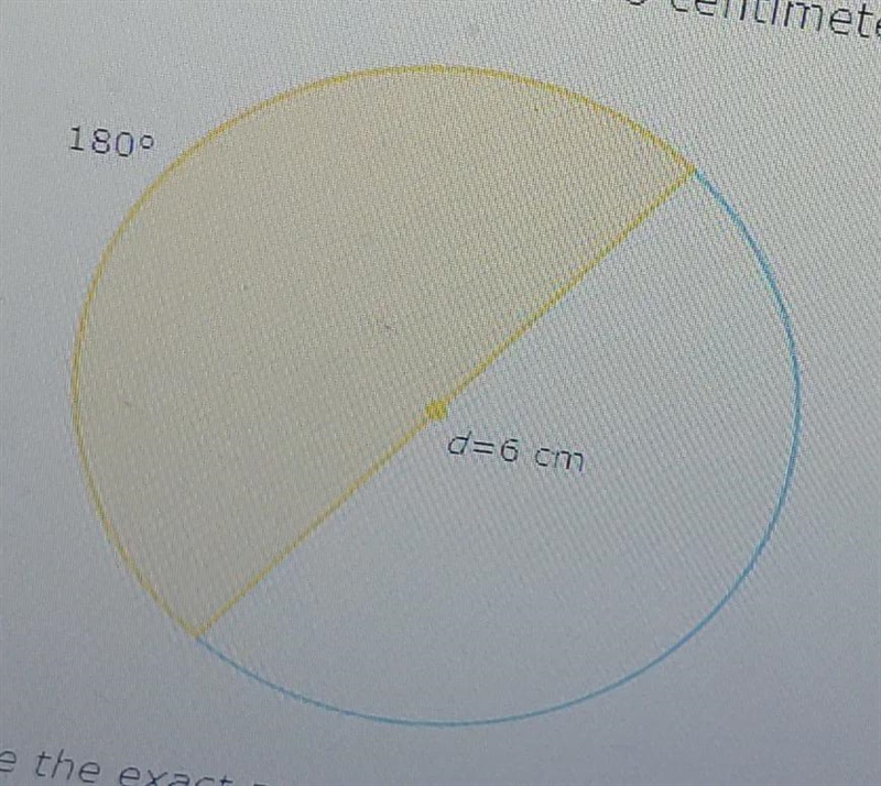 The diameter of a circle is 6 centimeters. What is the area of a sector bounded by-example-1