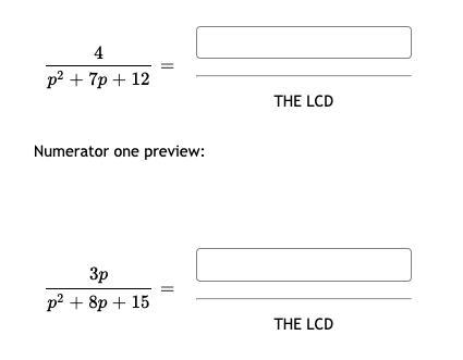 Part b) Rewrite each expression as an equivalent rational expression using the LCD-example-1