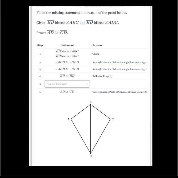 Fill in the missing statement and reason of the proof below-example-1