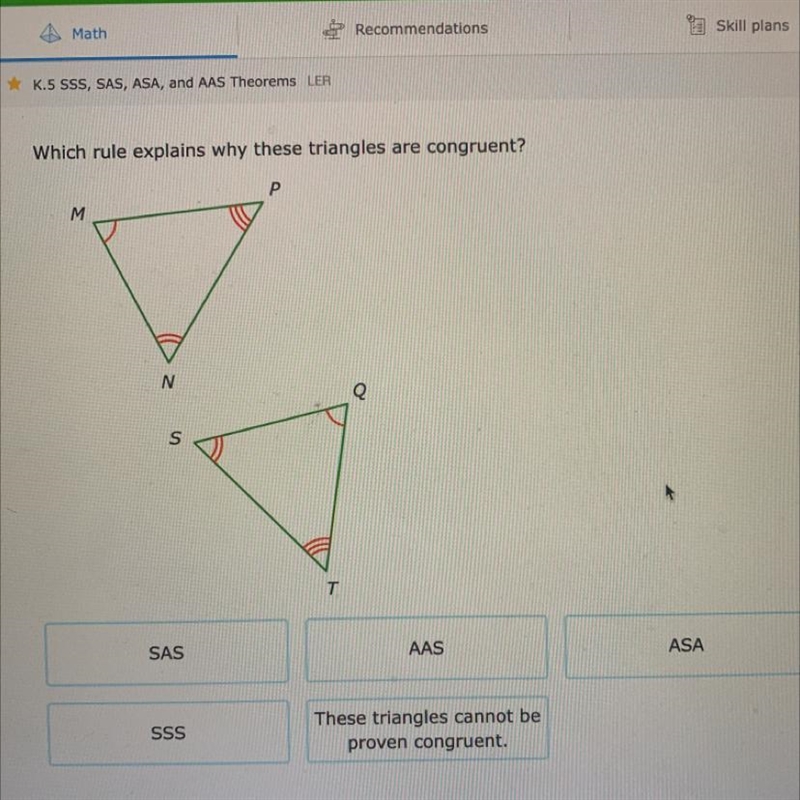 Which rule explains why these triangles are congruent?-example-1