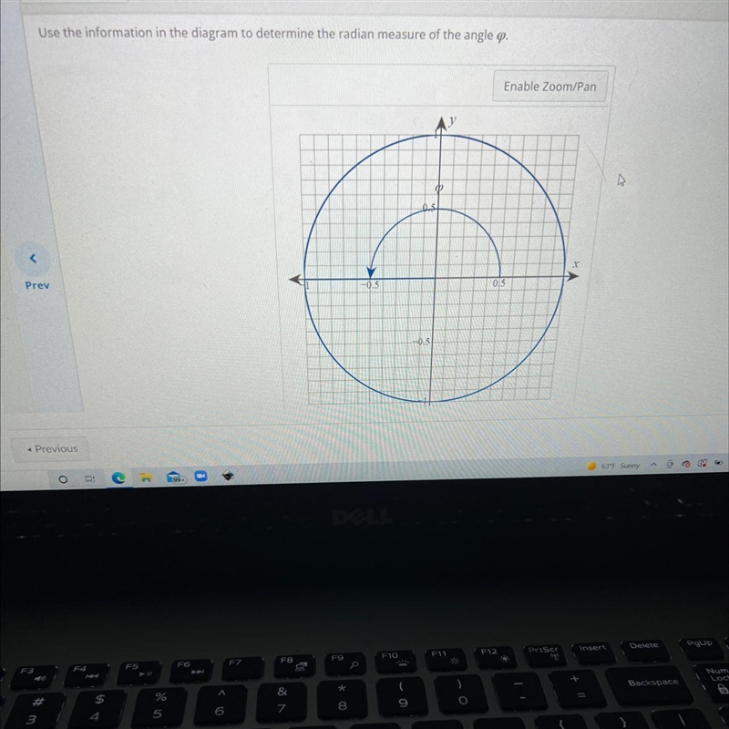 Use the information in the diagram to determine the radian measure of the angle p-example-1