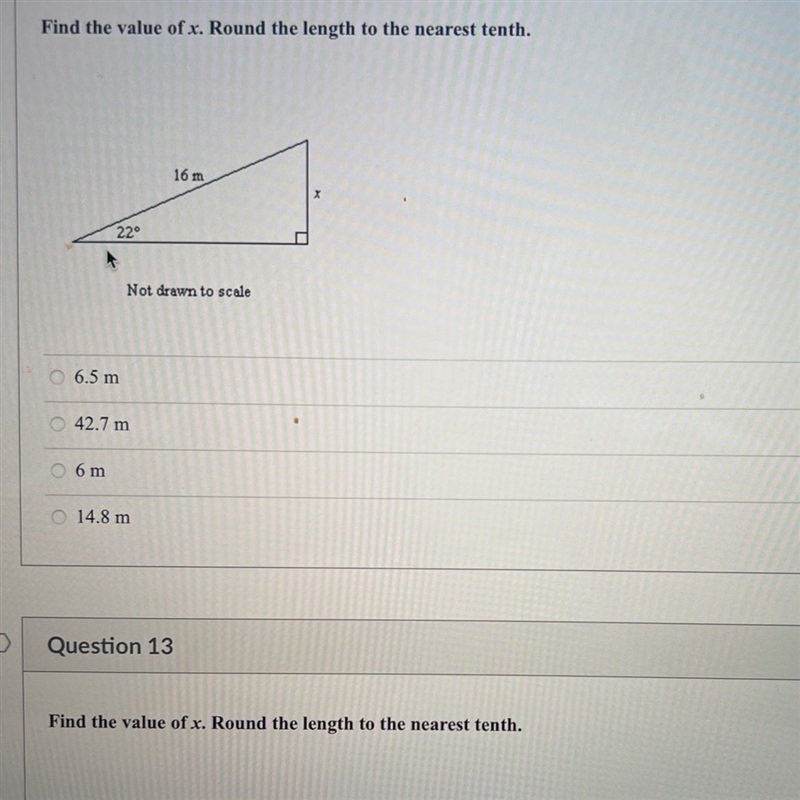 Find the value of x. Round the length to the nearest tenth.-example-1