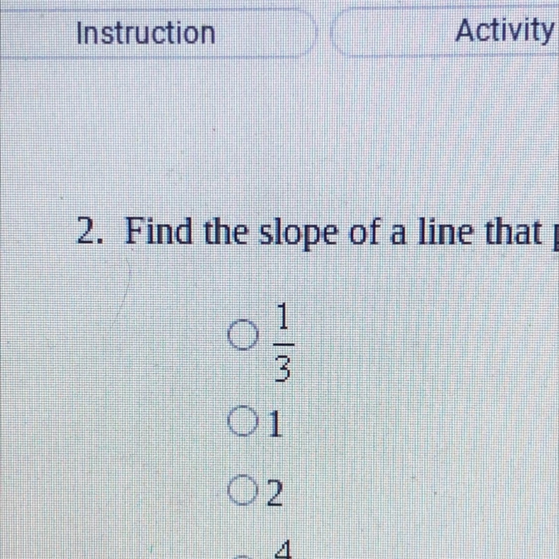 2. Find the slope of a line that passes through (-2, -3) and (1, 1). (1 point)-example-1