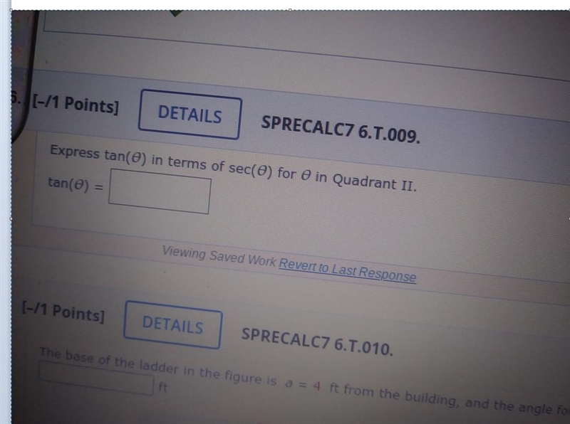 Express tante in terms of sec e for ein Quadrant I.-example-1