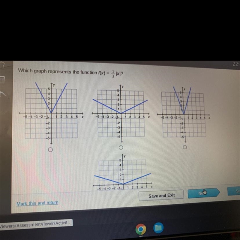 Which graph represents the function f(x) = x/?123 45-5-4-3-2-11--2--37N&O-5-4-3-2-1₁ 1 2 3 4-2--367321--5-4-3-2-1₁.-2--3-2345-example-1