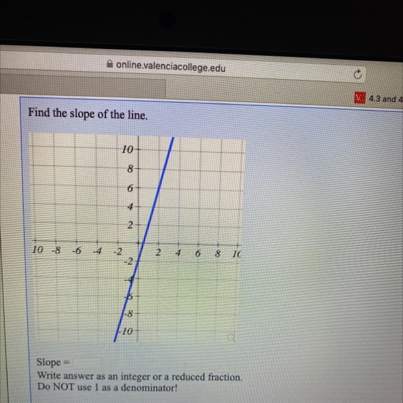 Find the slope of the line.108642N468 IC10 -8 -6 -4 -2-26-8-10DSlope =Write answer-example-1