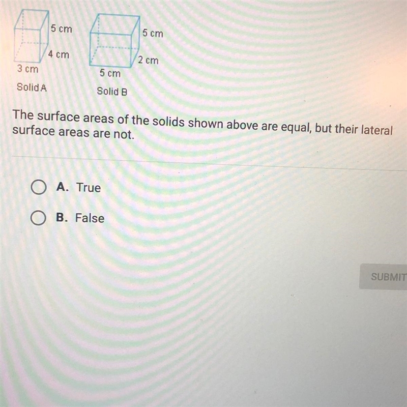 The surface areas of the solids shown above are equal, but their lateralsurface areas-example-1