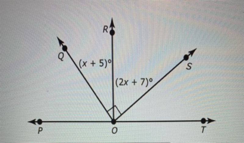 What is the value of x? What is the measure of angle QOR? What is the measure of angle-example-1