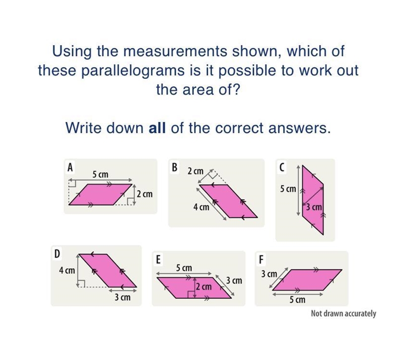 Find which of these parallelograms is possible to work out the area! Please help me-example-1