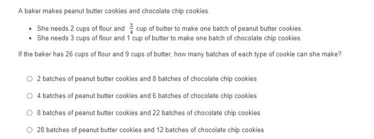 If the baker has 26 cups of flour and 9 cups of butter, how many batches of each type-example-1