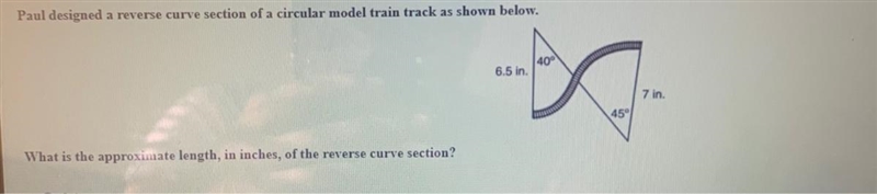 What is the approximate length in inches of the reverse curve section?-example-1