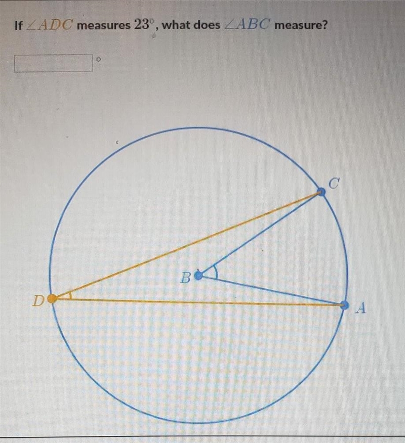 A circle is centered on point B. Points A,C and D lie on its circumfrence.-example-1