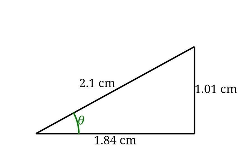 Consider the right triangle shown below that has an interior angle measure of θ radians-example-1