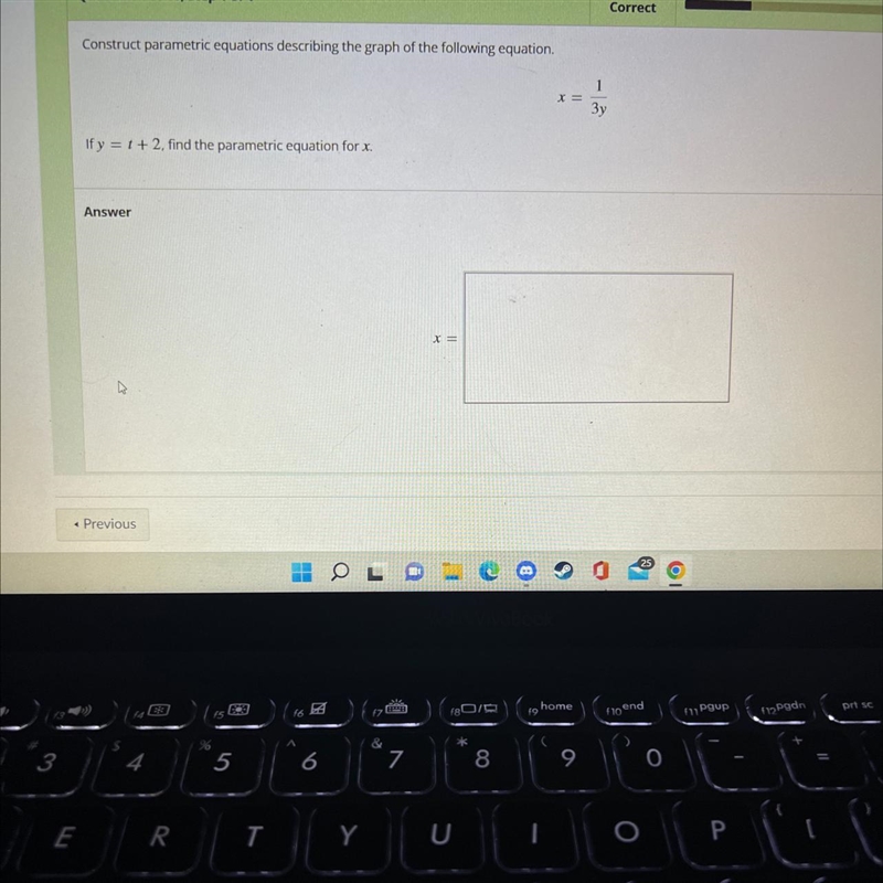 Construct parametric equations describing the graph of the following equation.-x =ЗуIf-example-1